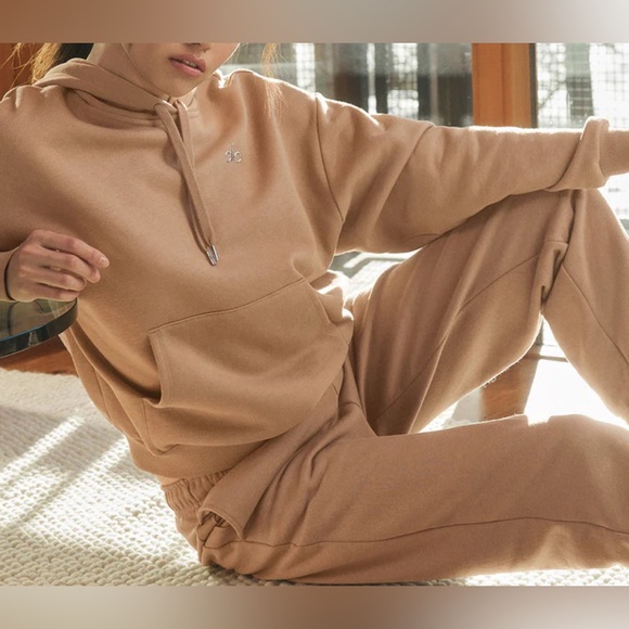 Alo YOGA TOASTED ALMOND BROWN ACCOLADE SWEATPANTS SZ. L EUC - Picture 1 of 8